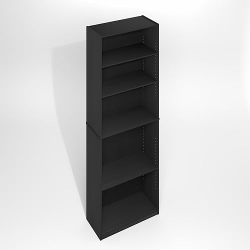 Furinno Jaya Simply Book Shelf, 5-Tier Bookshelf, Bookcase with Adjustable Shelves, 9.5 x 24.5 x 71.2, for Living Room, Bedroom, Home Office, Darkwood - Image 7