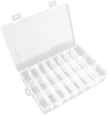 OALCQ 24 Grids Plastic Organizer Box With Dividers Clear Craft Storage Bead Organizer Box Earring Travel Pill Jewelry Organizers Storage Boxes Screw Seed Small Parts Hair Tie by OALCQ