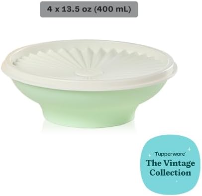 Tupperware Heritage Collection, New 4 Cereal Bowl with Lids Set in Vintage Colors, Dishwasher Safe and BPA Free (4 containers, 4 lids) - Image 3