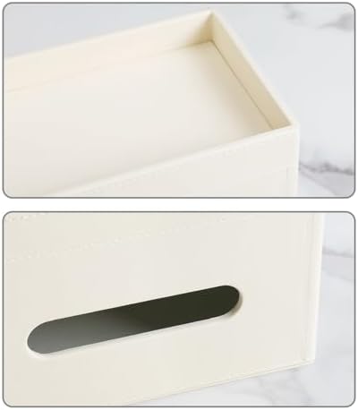 Plus Size Tissue Box Cover, Rectangle Tissue Box Organizer, Beige - Image 4