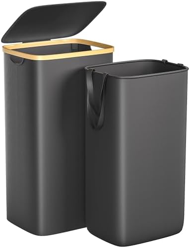 Foluck 100L Laundry Hamper with Lid Removable Bag and Bamboo Handles by Foluck