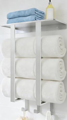 Bethom Towel Rack Wall Mounted with 3 Hooks for Bathroom, Brushed by Bethom