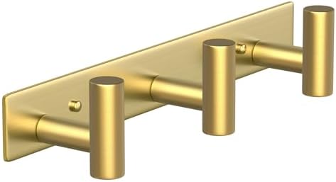 Wall Mounted Coat Rack-3 Hooks, Heavy Duty Stainless Steel Wall Hooks for Towel Coat Bag, Hat Rack Coat Hanger Coat Hooks Towel Racks for Bathroom Entryway Kitchen Hotel Office (Gold,1 Pack) by VINHOLD