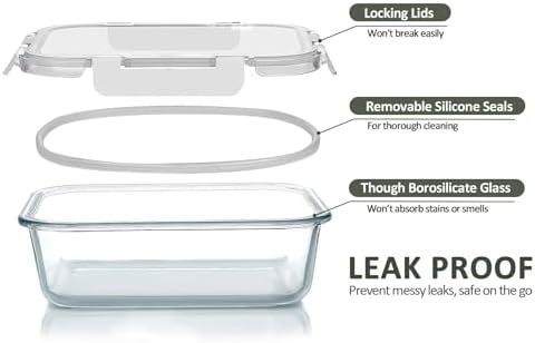 M MCIRCO 24 Piece Glass Food Storage Containers with Lids, White - Image 3
