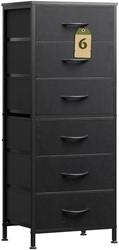 WLIVE Tall Dresser for Bedroom, 6 Drawer Dresser, Black by WLIVE