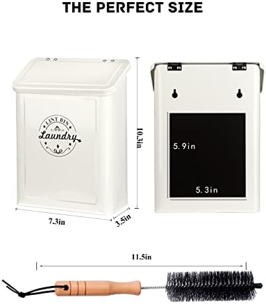 SACREDAY Magnetic Lint Bin for Laundry Room Organization and Storage with Brush, Wall-Mounted Dryer Lint Bin for Room Decor, Space-Saving Trash Can (Cream) - Image 5