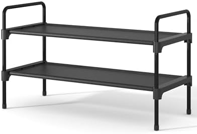 Kitsure Shoe Rack for Closet, Shoe Storage, 27.6" Wide - 2 Tiers, Black by Kitsure
