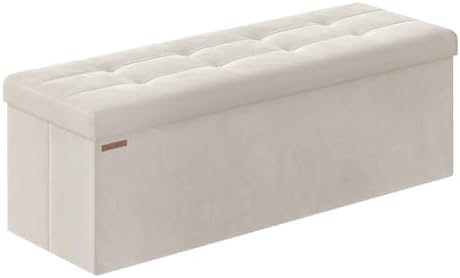 SONGMICS Storage Ottoman Bench, 43.3 Inches Velvet Foldable Foot Rest by SONGMICSbySONGMICSHOME