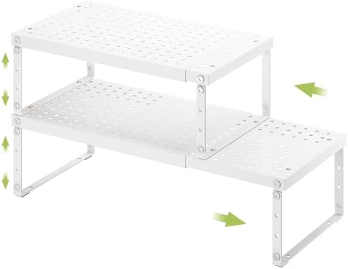RUILALIFE Expandable Cabinet Organizer Shelf With Adjustable Height, Stackable Kitchen Countertop Organizer Rack, Adjustable Shelf Riser For Kitchen Counter, Pantry, Cupboard, Desk, Tabletop by RUILALIFE