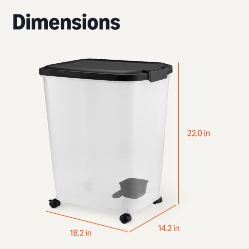 Amazon Basics Pet Food Storage Container with Rolling Wheels, BPA-Free, Detachable Scoop, 50lbs Capacity - Image 5