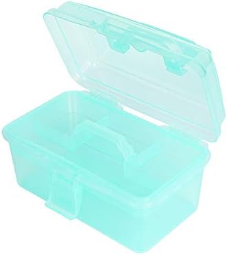 Multipurpose Plastic Art and Craft Supply Storage Container Bin Case with Removable Tray and Handle, First Aid Box Organizer, Clear&Green - Image 2