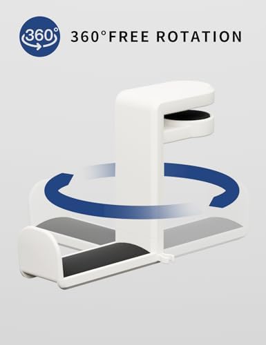 Headphone Hook Under Desk Holder 360-Degree Adjustable Rotation, White - Image 2