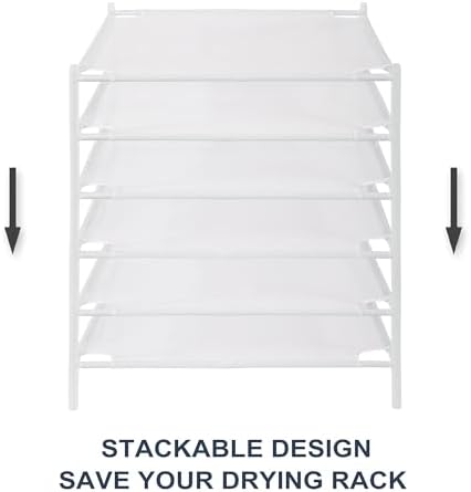 STO STO Sweater Drying Rack, 6-Pack Stackable Mesh Clothes Drying Rack, Laundry Drying Rack for Sweaters, Socks, Toys, White - Image 4