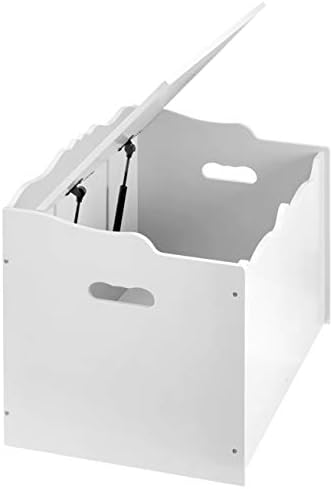 Amazon Basics Kids Wooden Toy Storage Chest with Safety Lid, Spacious Organizer for Bedroom, White, 30" x 18" x 19" - Image 3