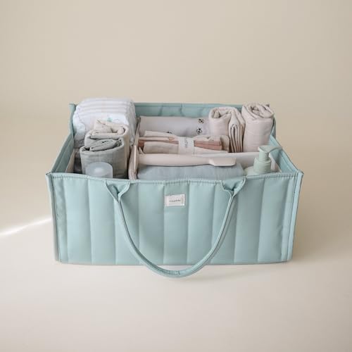 mushie Baby Diaper Caddy | Newborn Essentials Organizer (Roman Green) - Image 3