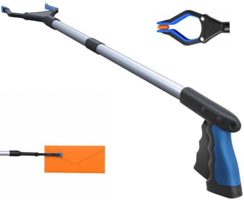 FitPlus 2024 Upgrade PowerGrip T9, Grabber Reacher Tool, Wide Jaw, Foldable, Steel Cable, with 96 Grip Points for Firm Grip, 32" with Magnet by FitPlus