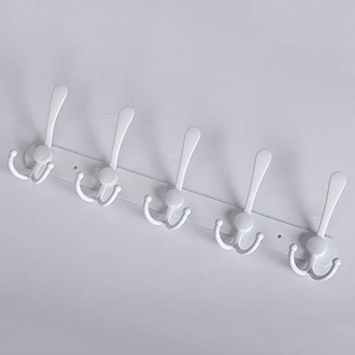 WEBI Coat Rack Wall Mount,Coat Hooks Wall Mount,Coat Hanger Wall,Wall Coat Rack,Hook Rack Rail,5 Triple Hooks for Hanging Coats,Jacket,Clothes,White,2 Packs - Image 6