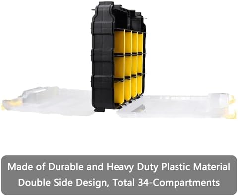 AIDY-PRO Hardware Organizer Box 34 Compartments Small Parts Organizer with Removable Dividers Durable Plastic Double Side Tools Box Screw Organizers For Nuts, Bolts, Screws, Nails 2Pack - Image 3