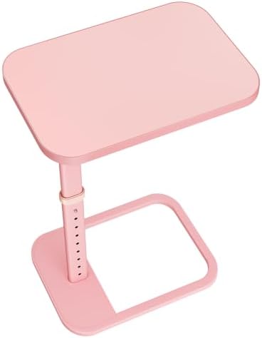 Kitstorack TV Tray Table, Adjustable Height & Rounded Metal Corners, Snack Table for Couch, Sofa, Bed, Chair, Living Room, C Shaped End Side Table for Eating, Dinner or Laptop, Small Spaces, Pink by Kitstorack