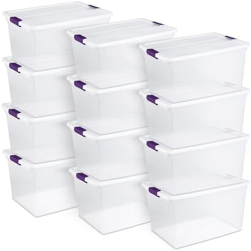 Sterilite ClearView Latch Boxes, Storage Bins with Lids, 66 Quart, 12-Pack by Sterilite
