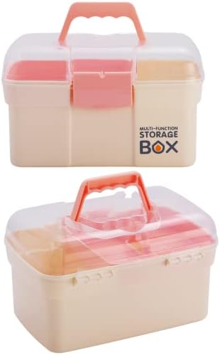 Kinsorcai 11'' Plastic Storage Box with Removable Tray, Multipurpose Organizer for Sewing, Art & Craft, Cosmetic (White) - Image 3