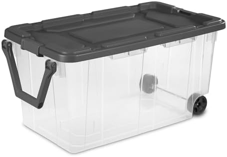 Extra Large Storage Bin, 40 Gallon Wheeled Plastic Storage Container with Handle,Pack of 2 (Clear/Gray) - Image 2
