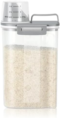 TBMax Rice Storage container 4 Lbs, Small Rice Dispenser with Measuring Cup, Cereal Containers Flour Bin, Kitchen Food Storage Container and Pantry Organizers, Pet Dog Cat Food Dispenser by TBMax