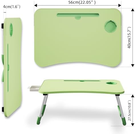 Lap Desk Bed Trays for Eating and Laptops Breakfast in Bed Tray for Sofa/Couch/Study/Reading/Writing with Cup Holder/Drawer On Low Sitting Floor Large Portable Foldable (Green) - Image 4