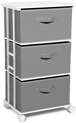 MAX Houser Dresser Tower with 3 Drawers,Fabric Dresser Drawer Organizer Unit,Dresser Chest with Wood Top,Vertical Storage Dresser,Small Dresser for Bedroom,Office-Dark Grey by MAXHouser