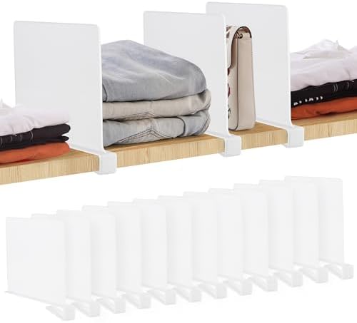 White Acrylic Shelf Dividers for Closets Organizer & Storage,12 Pack by JOY+DECOR