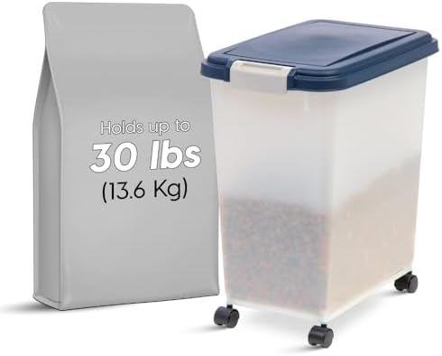 IRIS USA Dog Food Storage Container, Up to 30 lbs, Navy/Pearl, Made in USA - Image 2