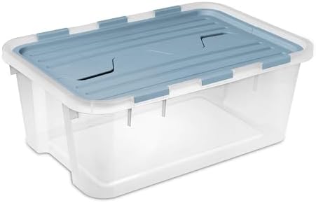 Sterilite Hinged Lid Storage Box, Plastic Container, 40 Quart, 18-Pack by Sterilite