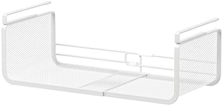 Expandable Under Shelf Basket Organizer, Under Shelf Storage, Hanging Baskets Under Cabinet for Pantry Kitchen Cupboard Desk Counter Bookshelf Space Saver Heavy Duty Slide-in (white, 1 Pack) by Janebert