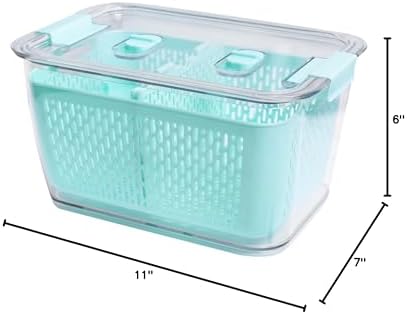 Kitchen Spaces Colander Bin, Produce Saver, Fridge Organizer With Lid, Wash, Strain and Store, Great for Refrigerator, Freezer and Pantry, X-Large, Mint Green, Pack of 1 - Image 3