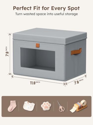 Homsorout Small Closet Storage Bins - Closet Shelf Organizer with Open Window, 6 Pack, Grey - Image 7