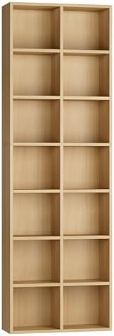 FOTOSOK Wood Bookshelf 7-Tier Narrow Bookshelf Tall CD Media Tower Rack by FOTOSOK