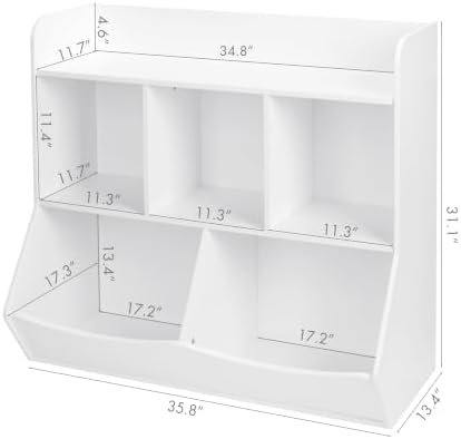 UTEX Toy Storage Organizer with Bookcase, Slanted Kids Toy Shelf Cubby - Image 2