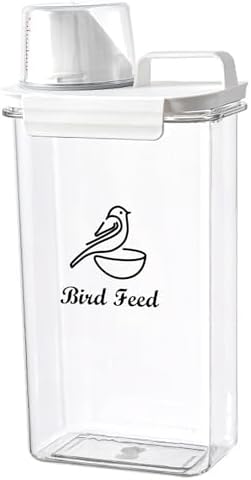 Bird Seed Storage Container Airtight | 3 Qt/2.5 L Clear Plastic Bird Food Container Portable-with Measuring Cup/Lid|Pet Food Storage Container |Wild Bird Seed Dispenser|BPA Free by Brabtod