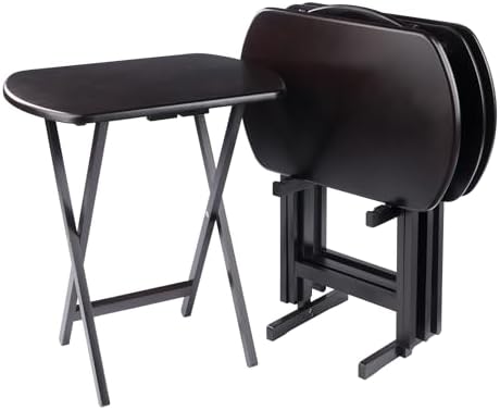 Winsome Corbett Set of 4 Oversized Foldable Snack Tables with Storage Rack by Winsome