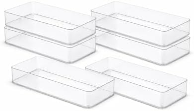 primebox Plastic Clear Acrylic Drawer Organizers. Bathroom, Kitchen, Bedroom, Utensils, Office Organizer Bins, Storage Trays. Heavy Duty, Stackable. 12" x 6" x 2" Set of 6 - Image 4