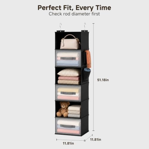 Hanging Closet Organizer, Black - Image 3