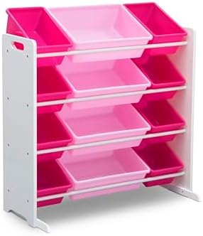 Delta Children Kids Toy Storage Organizer with 12 Plastic Bins - Greenguard Gold Certified, White/Pink by DeltaChildren
