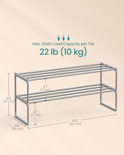 SONGMICS Shoe Rack, 2-Tier Shoe Organizer, Metal Storage Shelf - Image 3