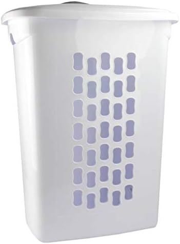 Sterilite Ultra Wheeled Laundry Hamper with Lid, Handle and Wheels for Easy Rolling of Clothes to and from the Laundry Room, Plastic, White, 1-Pack, Portable - Image 2