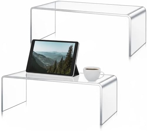 RattanView 2 Pcs 17 Inch Extra Large Clear Acrylic Shelf Riser, 8mm Thick by RattanView