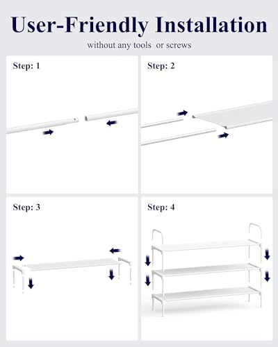Kitsure Extra-Long Shoe Rack for Closet, 39.0" Wide - 3 Tier, White - Image 2