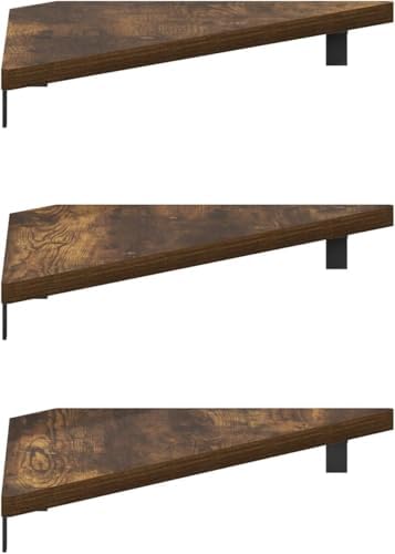 Furinno Rossi Triangle Corner Floating Shelves, Wall Mount Display Shelf, Amber Pine, Set of 3 (Pack of 2) - Image 5
