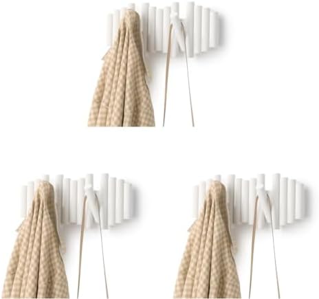 UMBRA Picket Rail Wall Stylish and Functional Hook with Five Hoops (White) (Pack of 3) by Umbra