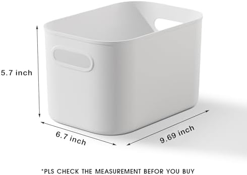 ORGIDOL 12 Pack White Plastic Storage Bins, Storage Container for Organizing, Storage Boxes with Handle for Shelves, Cute Organizer Bins for Craft, Snacks, Pantry, Cabinet, 9.69x6.7x5.7 inch - Image 7