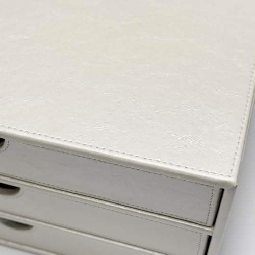 UnionBasic Document Organizer, 3-Drawer File Cabinet Document Storage Box, Office Desktop Filing Organizer, Creamy White - Image 7